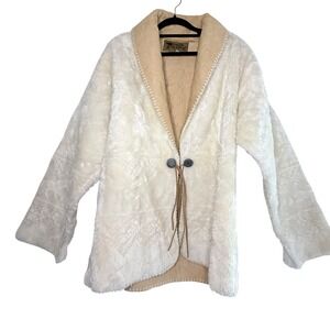 Vintage Bear Ridge Outfitters Faux Fur Toggle Jacket Women M Made USA Cream